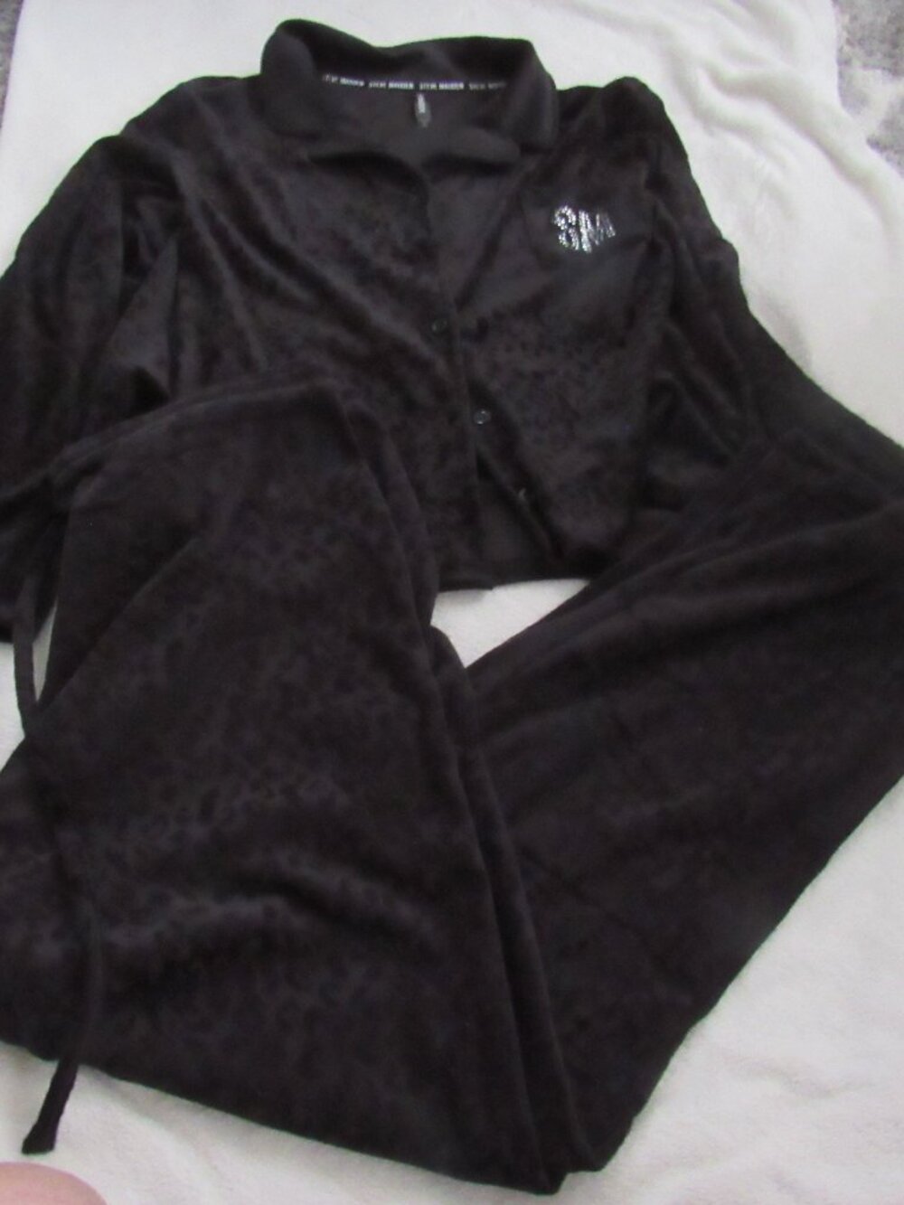 Steve Madden Black 2 Piece Long Sleeve Pajama Set  Size XL  NWT